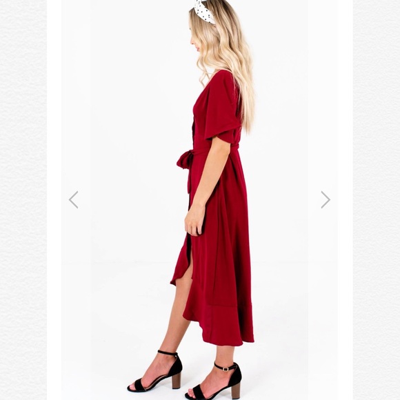 Burgundy Midi Dress - Picture 4 of 9